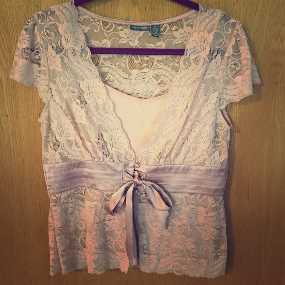Apt.9 pink lace shirt